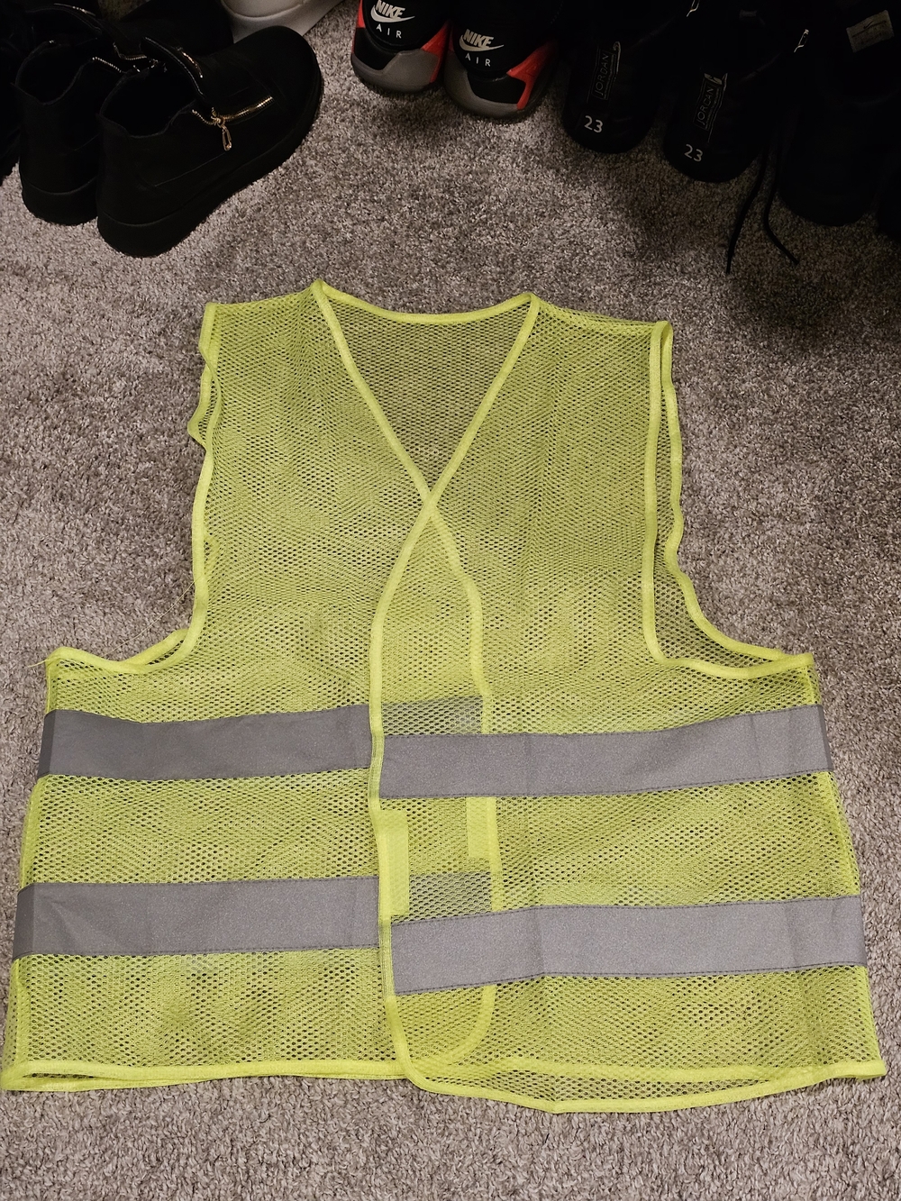 High-Visibility Yellow Mesh Safety Vest with Reflective Stripes